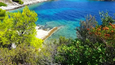Beautiful sea beach with clear water Stock Footage
