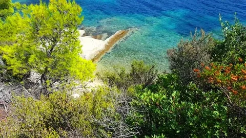 Beautiful sea beach with clear water Stock Footage