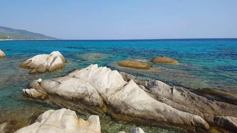 Beautiful sea beach with clear water Stock Footage 80564591