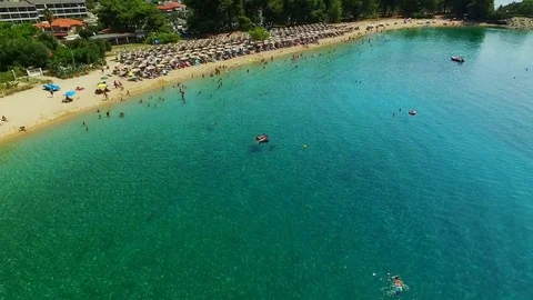 Beautiful sea beach with clear water Stock Footage