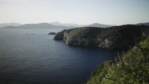 Beautiful sea with a cliff Stock Footage 130192341