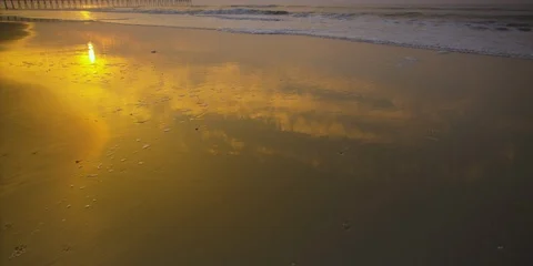 Beautiful sea, dramatic sky and pier at a distance Stock Footage 103495135