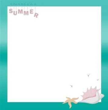 Beautiful sea frame with shells. Vector illustration Stock Illustration