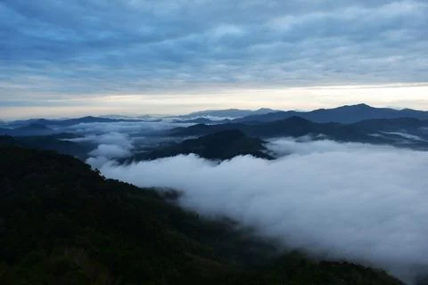 Beautiful Sea of Mist in Betong , Thailand. in morning time Stock Photos