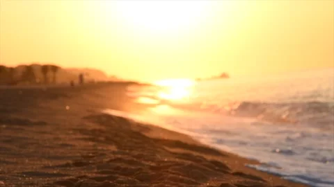 Beautiful sea side background, summer beach in sunrise lights, waves Stock Footage 280051710