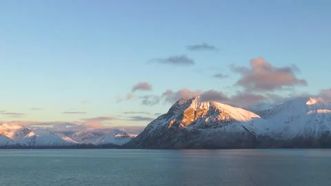 Beautiful sea sunset. Dramatic Sky. Arctic landscape. Arctic glacier. Polar Regi Stock Footage 254939494