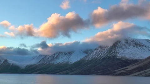 Beautiful sea sunset. Dramatic Sky. Arctic landscape. Arctic glacier. Polar Regi Stock Footage 254939495