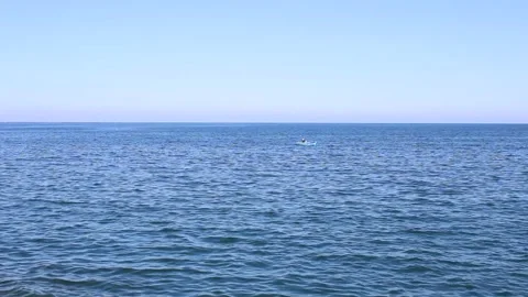 Beautiful sea view in summer, deep blue seascape Stock Footage 142165378