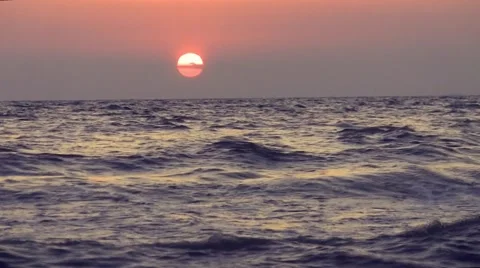 Beautiful sea waves during sunset, amazing colors Stock Footage 48255906