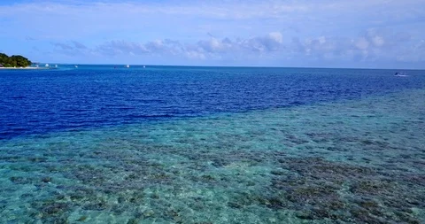 Beautiful seabed pattern of corals and rocks where many tropical fish Stock Footage 120060588