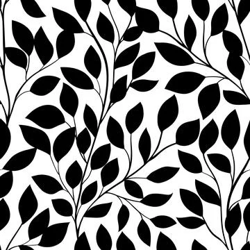 Beautiful seamless background with black and white tree branches. Perfect bac Stock Illustration