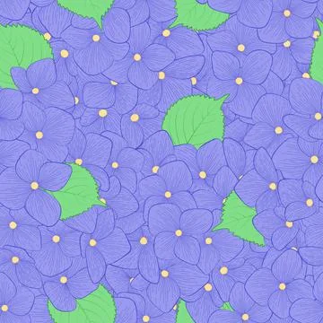 Beautiful seamless background with flower hydrangea . Hand-drawn contour line Stock Illustration