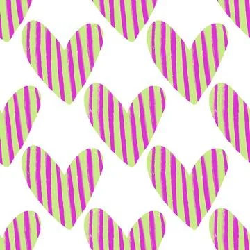Beautiful seamless background with hand painted hearts. Valentine's Day. De.. Stock Illustration