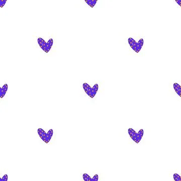 Beautiful seamless background with hand painted hearts. Valentine's Day. De.. Stock Illustration