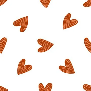 Beautiful seamless background with hand painted hearts. Valentine's Day. De.. Stock Illustration