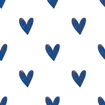 Beautiful seamless background with hand painted hearts. Valentine's Day. De.. Stock Illustration