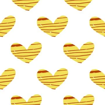 Beautiful seamless background with hand painted hearts. Valentine's Day. De.. Stock Illustration