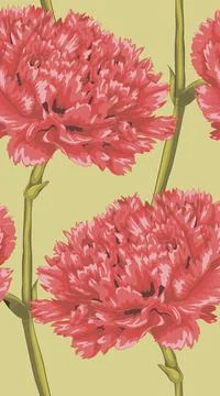 Beautiful seamless background with red carnation. Stock Illustration
