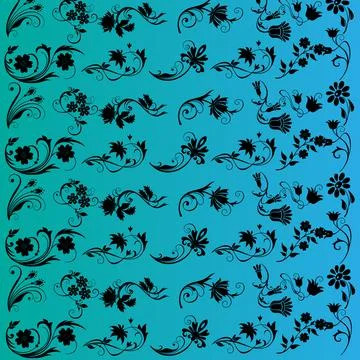 Beautiful seamless black flowers pattern abstract vector design Stock Illustration