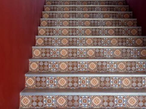 Beautiful seamless ceramic tile pattern stairs. Stock Photos