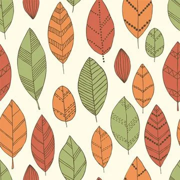 Beautiful seamless doodle pattern with vintage leaves sketch. design backgrou Illustrazione stock