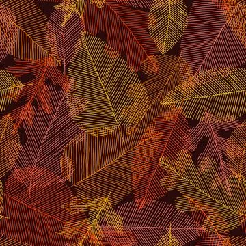 Beautiful seamless doodle pattern with vintage leaves sketch. design backgr.. Illustrazione stock