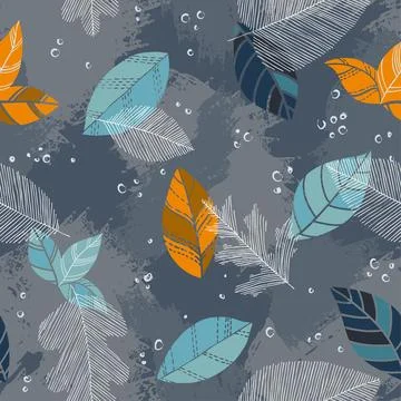 Beautiful seamless doodle pattern with vintage leaves sketch. design backgr.. Stock Illustration