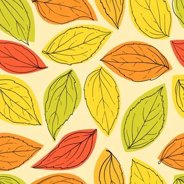 Beautiful seamless doodle pattern with vintage leaves sketch. design backgr.. Stock Illustration