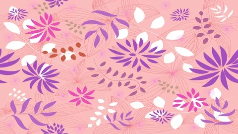 Beautiful seamless floral pattern with all types of flowers branches and plants Stock Footage 129642066