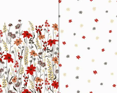 Beautiful seamless floral pattern set . Flower vector illustration. Field of Иллюстрация