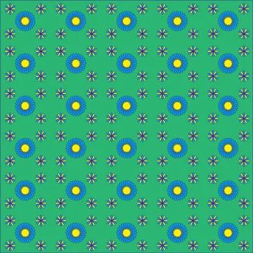 Beautiful seamless flower pattern on green background, spirograph 스톡 일러스트