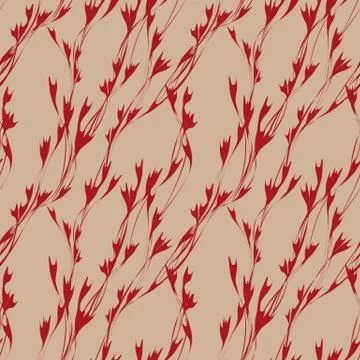 Beautiful seamless pattern with abstract red flowers Stock Illustration