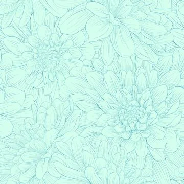 Beautiful seamless pattern with blue dahlia flowers. Stock Illustration