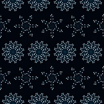 Beautiful seamless pattern with blue snowflakes Stock Illustration