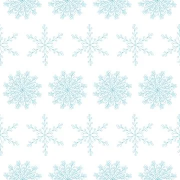 Beautiful seamless pattern with blue snowflakes Stock Illustration