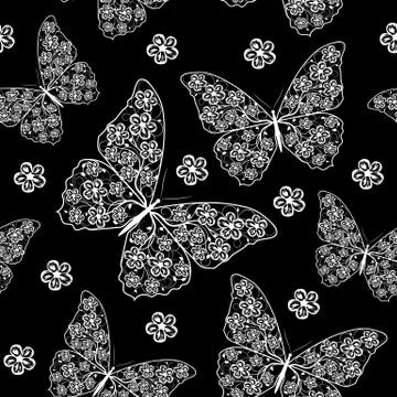 Beautiful seamless pattern with butterflies Stock Illustration
