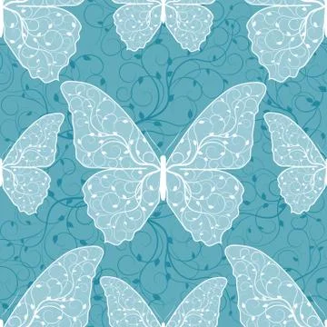 Beautiful seamless pattern with butterflies Stock Illustration