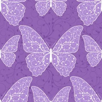 Beautiful seamless pattern with butterflies Stock Illustration
