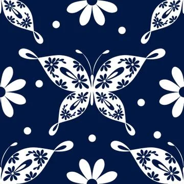 Beautiful seamless pattern with butterflies Stock Illustration