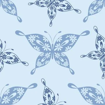 Beautiful seamless pattern with butterflies Stock Illustration