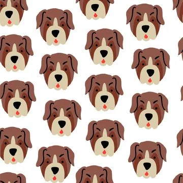 Beautiful seamless pattern with cartoon cute dogs. Breed - boxer. Good for Illustrazione stock