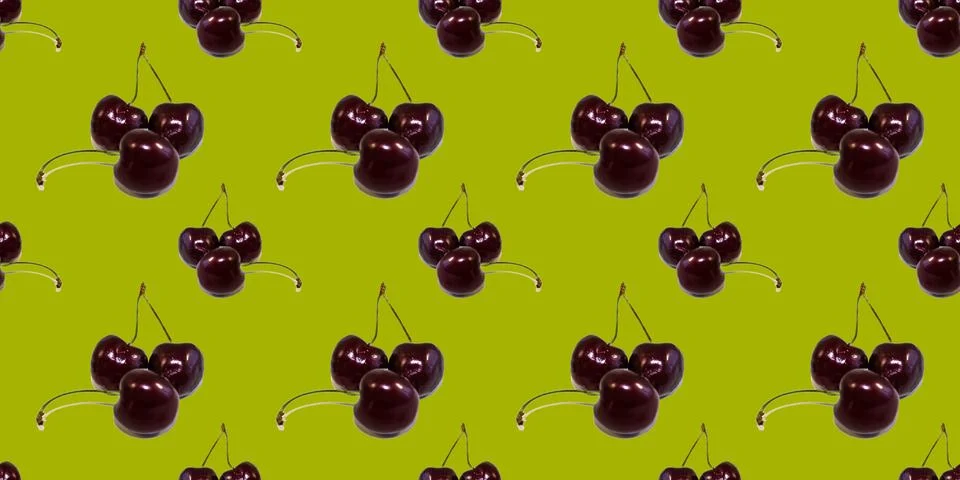 Beautiful seamless pattern with cherries, can be used as a packaging for frui Stock Photos