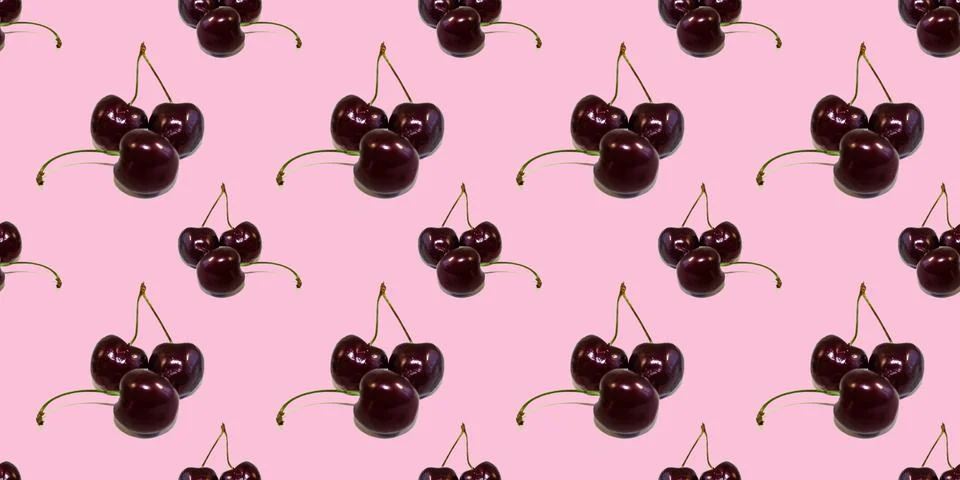 Beautiful seamless pattern with cherries, can be used as a packaging for frui Stock Photos