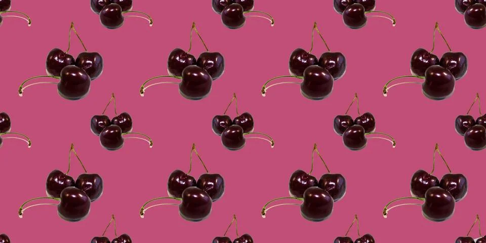 Beautiful seamless pattern with cherries, can be used as a packaging for frui Stock Photos