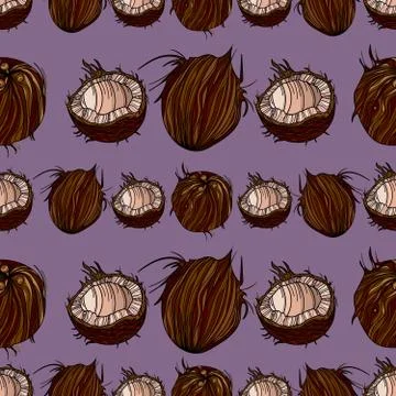 Beautiful seamless pattern with coconut. Stock Illustration