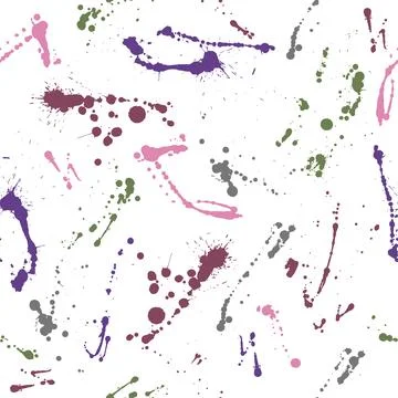 Beautiful seamless pattern of color ink blots and splashes. Vector illustrati Stock Illustration