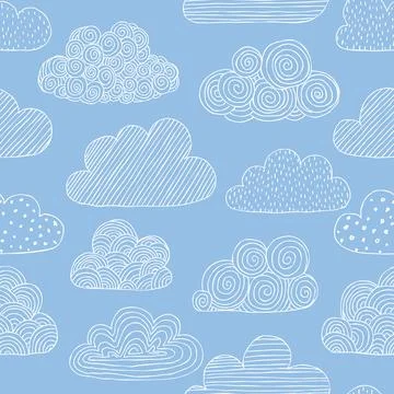 Beautiful seamless pattern of doodle clouds. design background greeting cards Stock Illustration