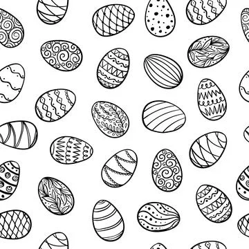 Beautiful seamless pattern of doodle easter eggs Isolated sketch. design ba.. 스톡 일러스트