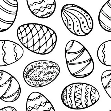 Beautiful seamless pattern of doodle easter eggs Isolated sketch. design ba.. Stock Illustration