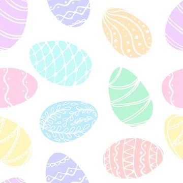 Beautiful seamless pattern of doodle easter eggs Isolated sketch. design ba.. Stock Illustration